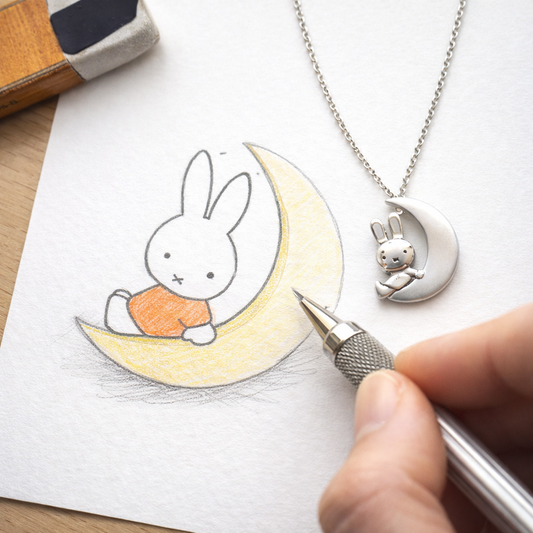 Sterling silver Miffy necklace inspired by Dick Bruna handcrafted jewellery