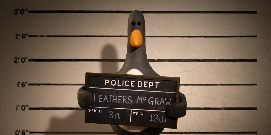 Feathers McGraw Mugshot from Wallace & Gromit | Aardman Villain Inspiration Behind Licensed To Charm Jewellery
