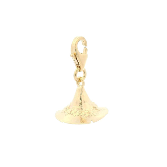 Gold Moomin Snufkin Hat Charm with flower detail and clip fastening