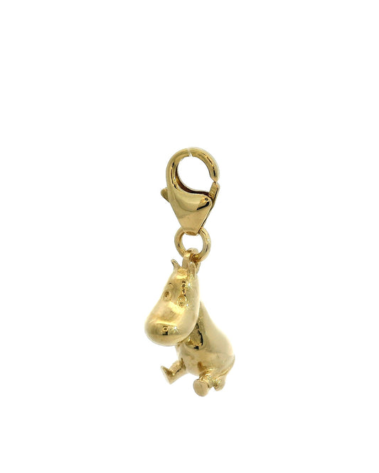 Gold Moomintroll charm handmade in recycled sterling silver with 18ct gold vermeil