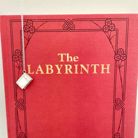 Labyrinth Gift Set with Sterling Silver Book Charm Necklace and Movie Book