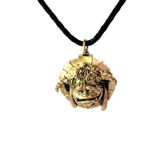 Licensed To Charm Labyrinth Ludo bronze necklace pendant on black adjustable cord