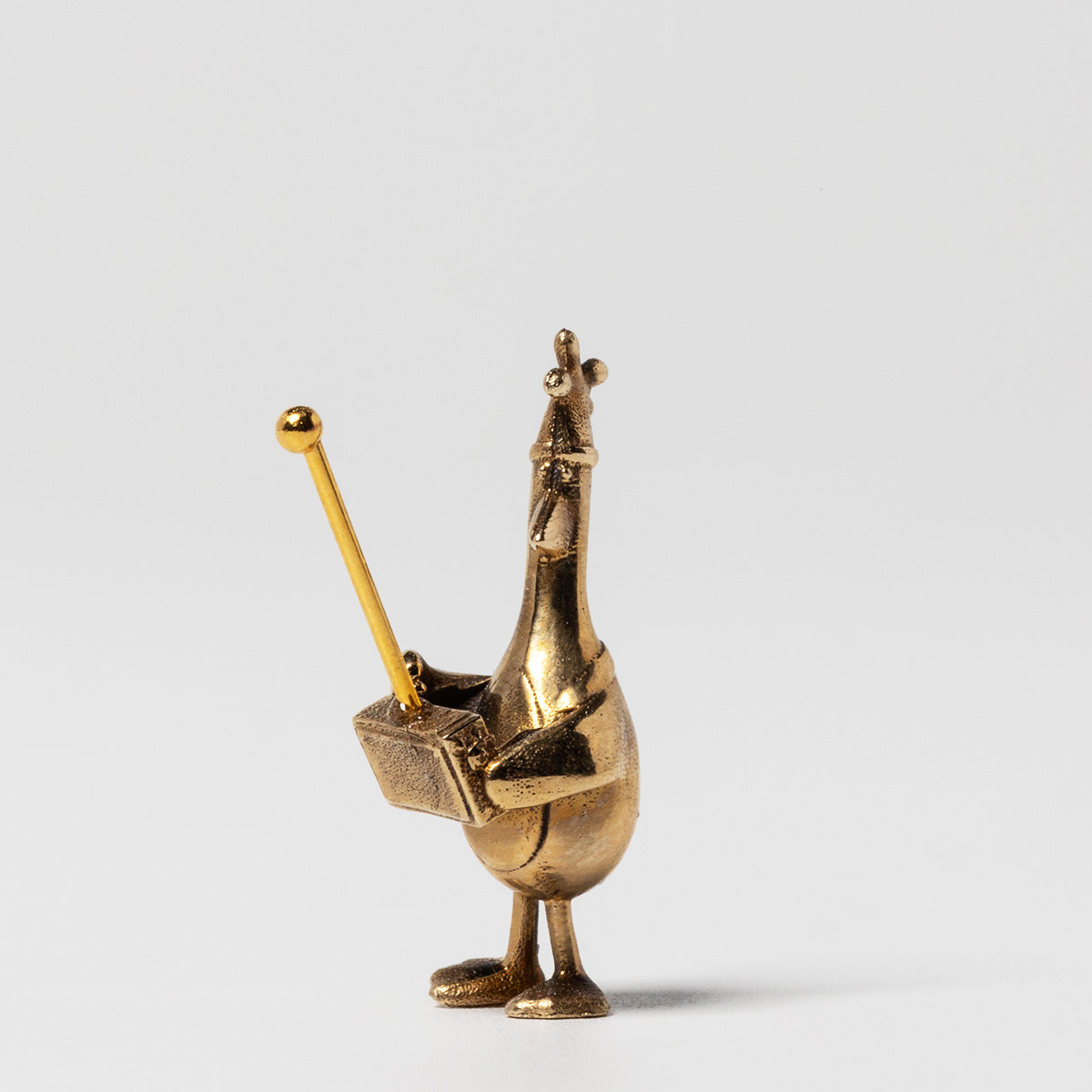 Handcrafted Wallace & Gromit Feathers McGraw Bronze Figurine – angled view showing chicken disguise with red glove.