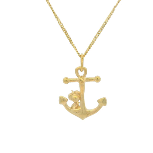 Licensed To Charm Moomins Anchor Bob necklace in 18ct gold vermeil, handmade officially licensed jewellery gift