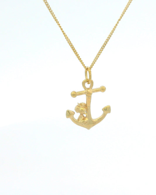 Licensed To Charm Moomins Anchor Bob necklace in 18ct gold vermeil, handmade officially licensed jewellery gift side view