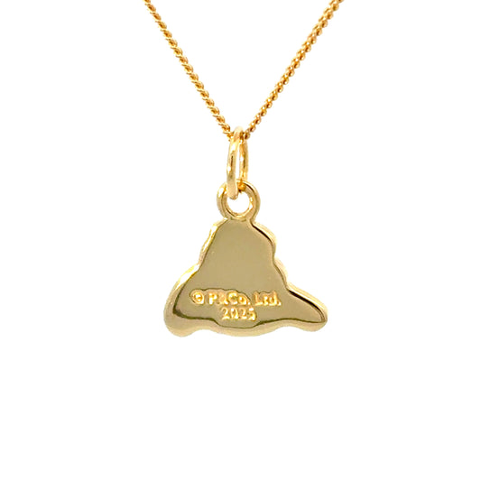 Gold vermeil Paddington bear pendant necklace with engraved detailing and floppy hat