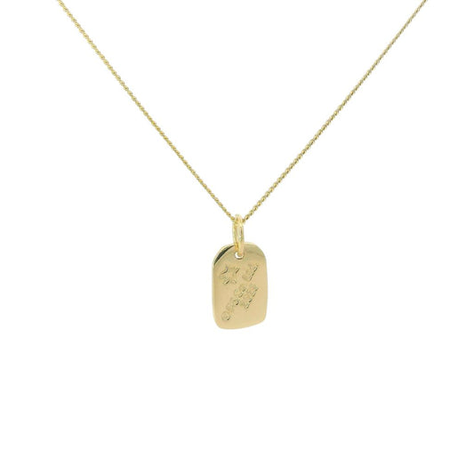 Licensed To Charm Paddington™ Love PB luggage tag necklace in 18ct gold vermeil shown from the back with engraved detailing.