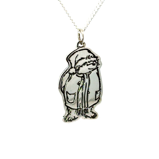Licensed To Charm handmade sterling silver Paddington necklace wearing Santa hat perfect christmas gift.