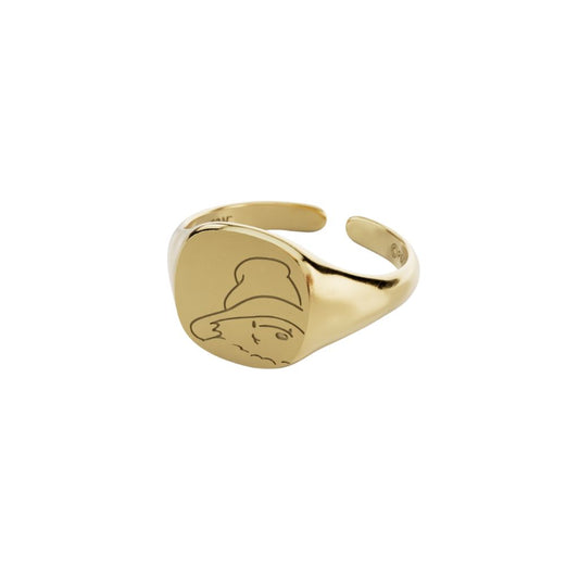 Licensed To Charm Paddington adjustable signet ring in 18ct gold vermeil, engraved with Paddington’s face.