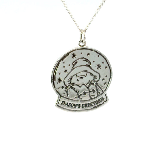 Licensed To Charm Paddington Snowglobe Necklace in sterling silver on chain perfect christmas gift