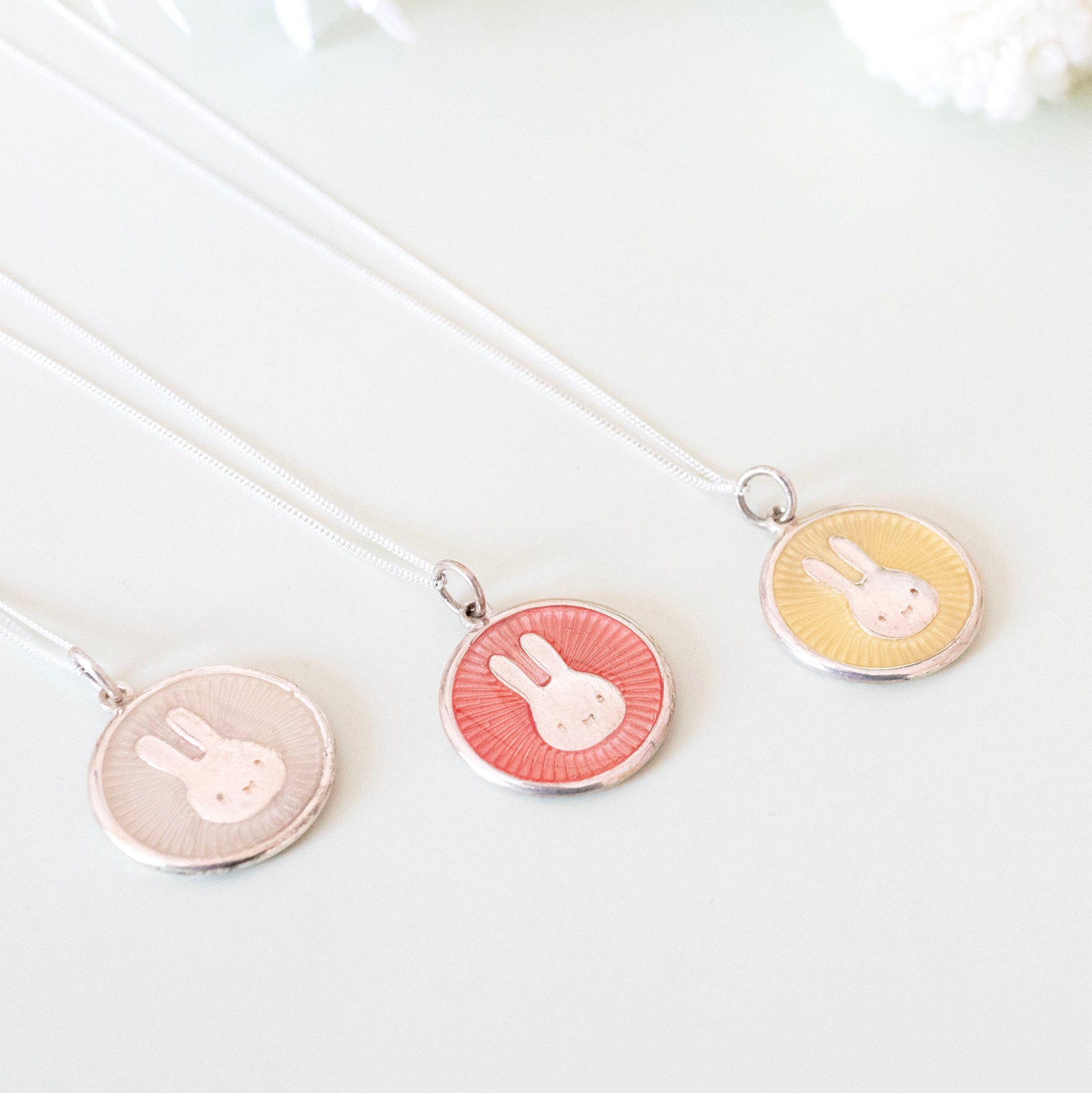 Licensed To Charm Miffy White Enamel Disc Necklace – Sterling Silver Handmade Gift