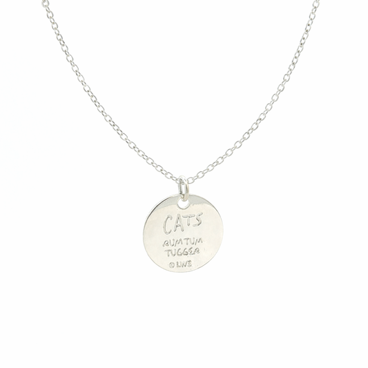 Licensed To Charm Cats Rum Tum Tugger necklace in silver plate with etched character pendant on fine chain back