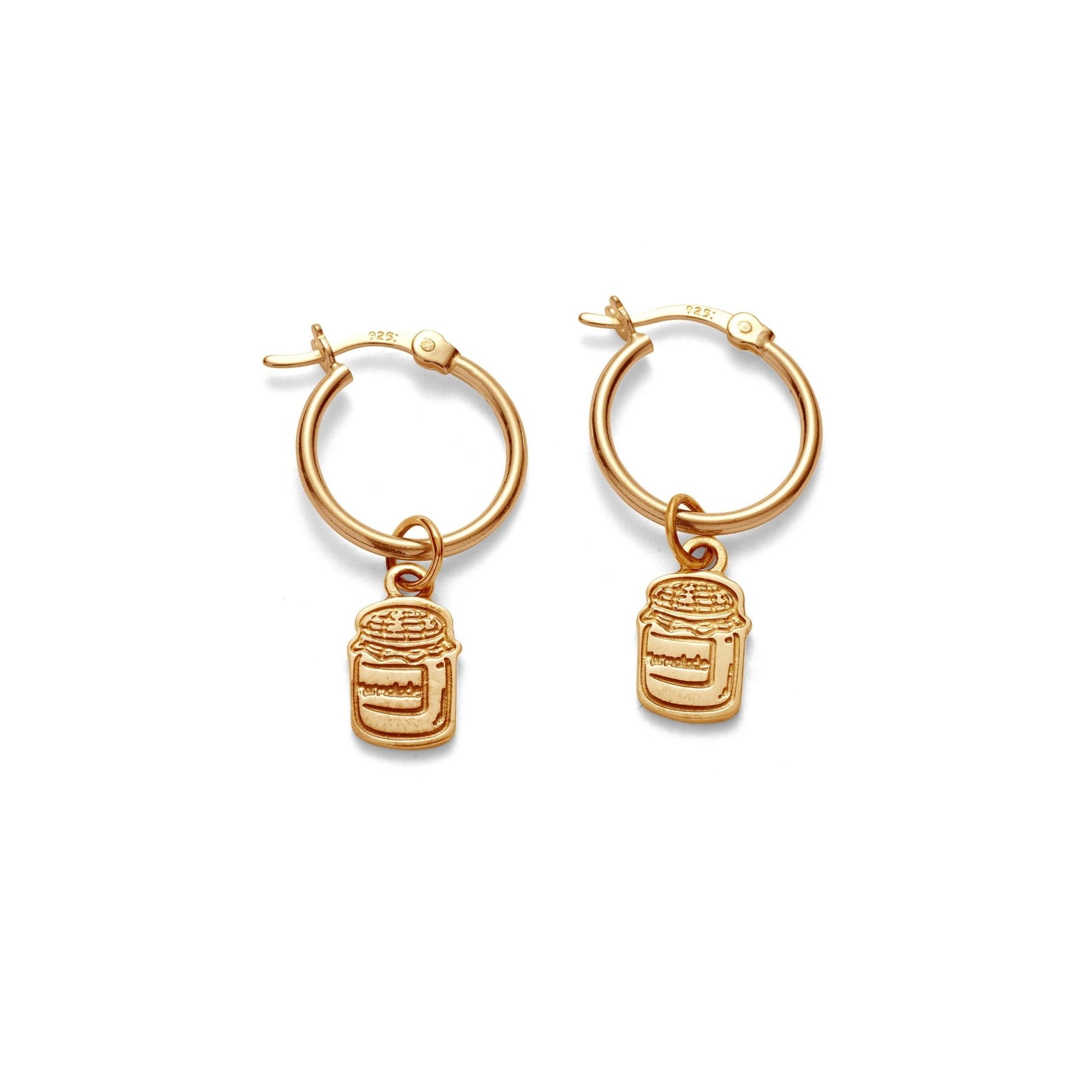 Licensed To Charm Paddington™ Marmalade Jar Hoop Earrings in 18ct Gold Vermeil – handmade UK character jewellery