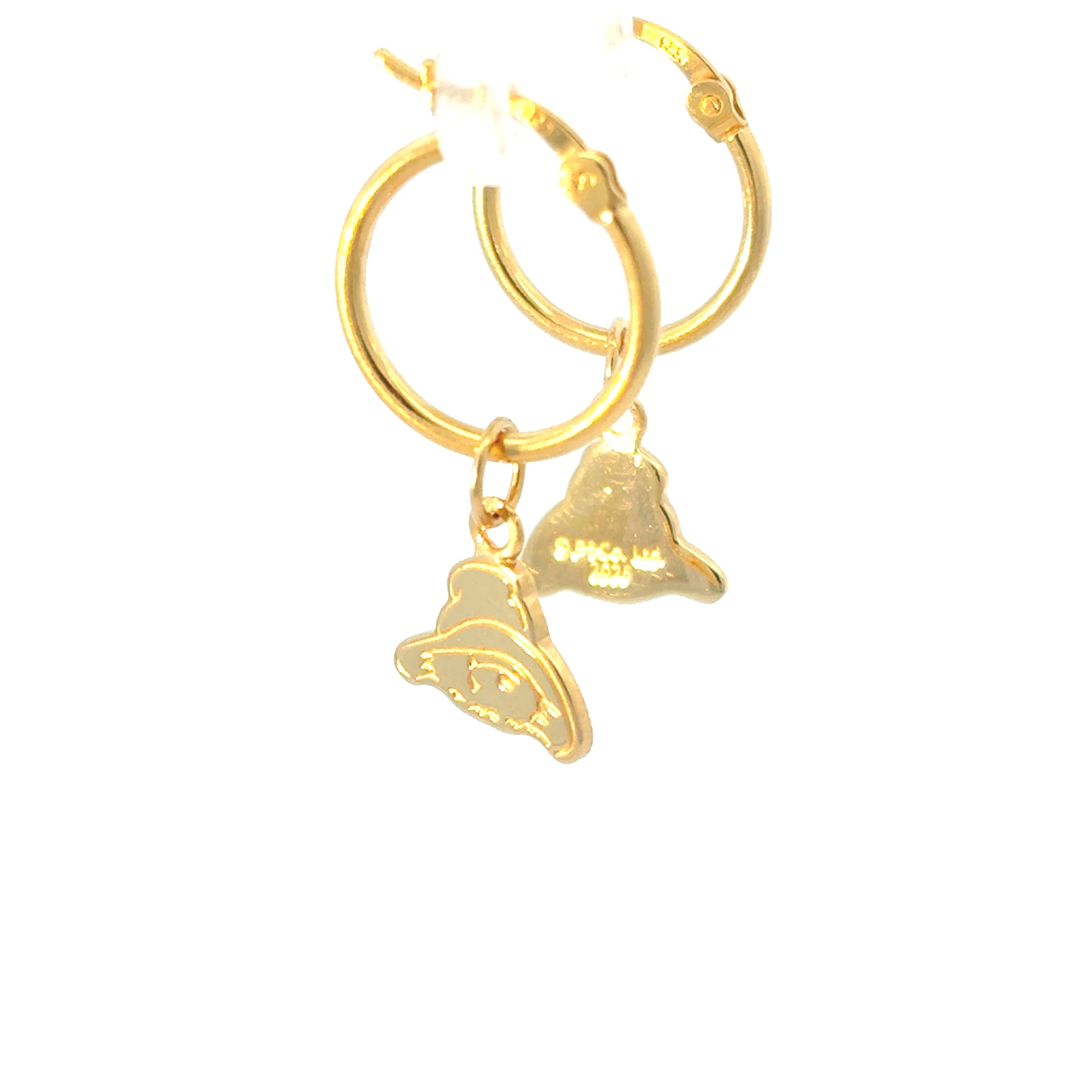 Licensed To Charm Official Paddington™ Gold Vermeil Hoop Earrings – angled view