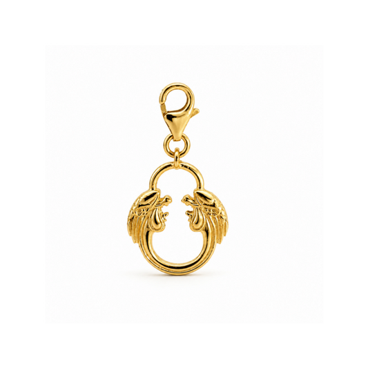 Officially licensed Jesus Christ Superstar logo jewellery charm in polished 18ct gold vermeil on a white background.