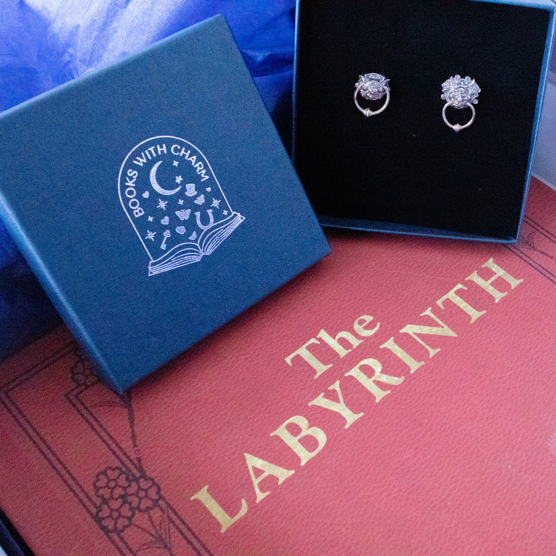 Labyrinth Gift Set with Sterling Silver Door Knocker Earrings and Illustrated Book
