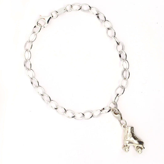 Sterling silver Starlight Express roller skate charm bracelet on a 19 cm chain, inspired by Andrew Lloyd Webber’s iconic musical.