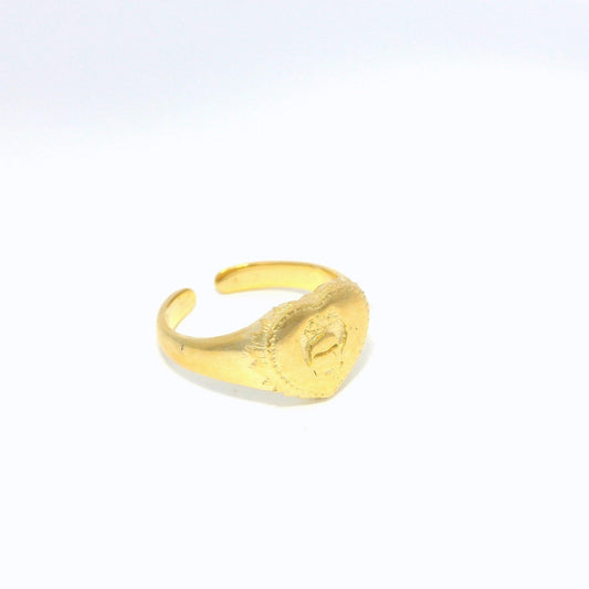 Frida Kahlo Heart Signet Ring (18ct Gold Vermeil)