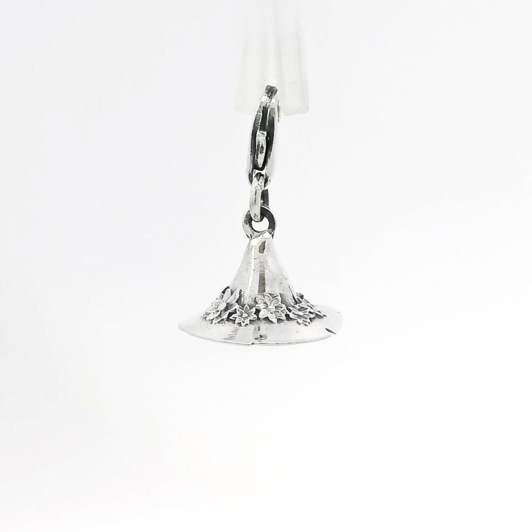 Licensed to Charm A sterling silver charm in the shape of Moomin Snufkin's silver wide-brimmed hat with a floral pattern.