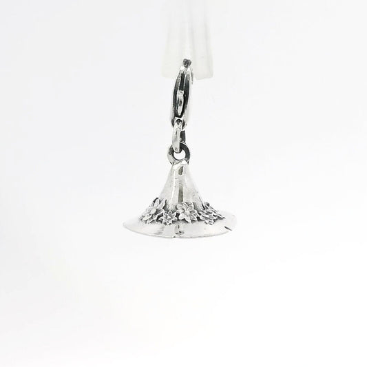 Licensed to Charm A sterling silver charm in the shape of Moomin Snufkin's silver wide-brimmed hat with a floral pattern.