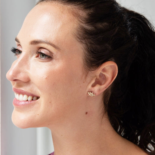 Handcrafted 18ct gold vermeil earrings featuring marigold designs, perfect for Frida Kahlo fans and elegant styling.