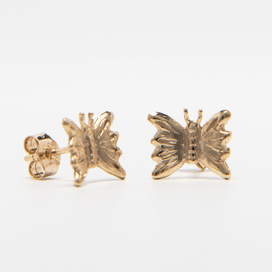 Frida Kahlo Butterfly Stud Earrings in 18ct gold vermeil, inspired by Casa Azul. Handmade and ideal for gifting