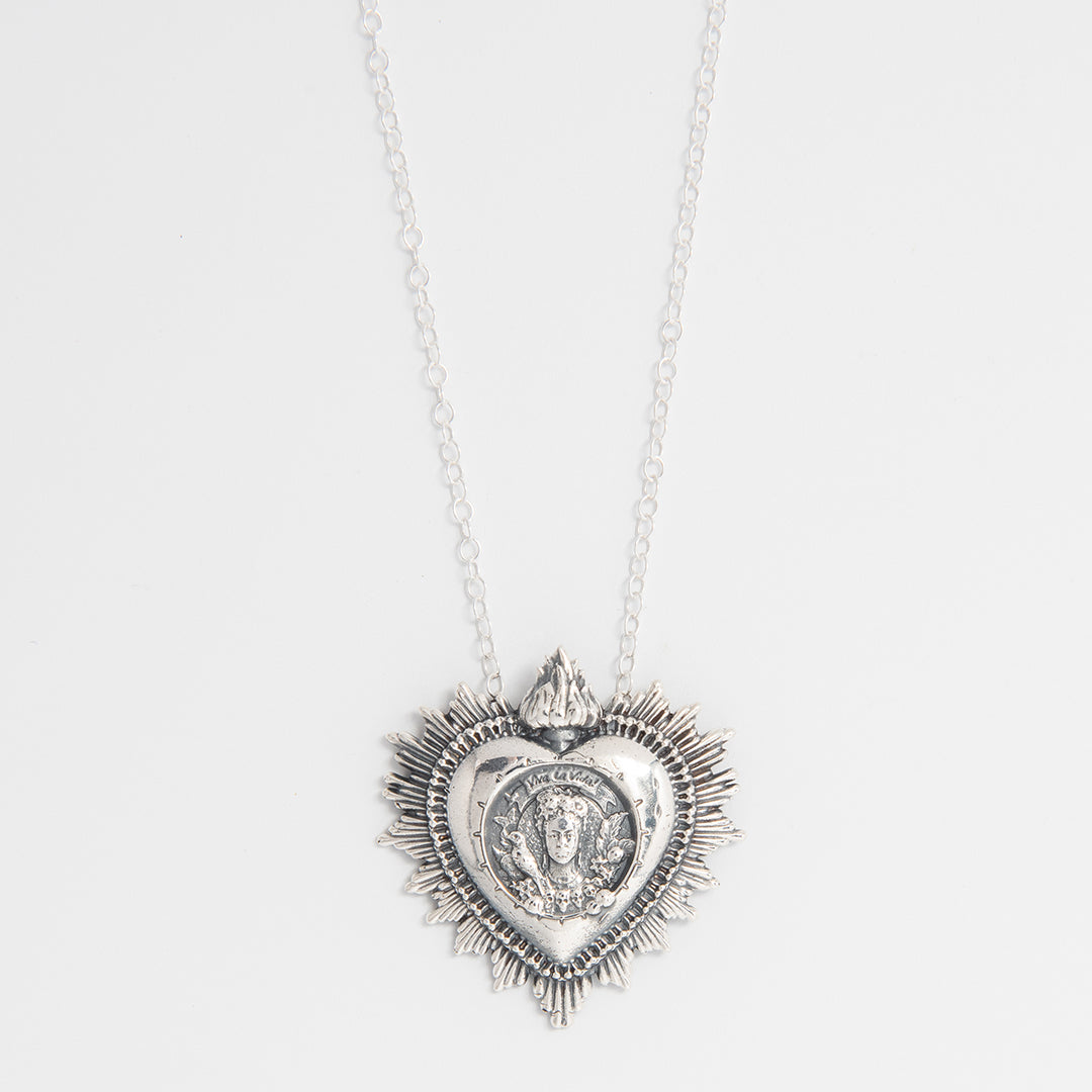 Frida Kahlo Heart Necklace Sterling Silver Handmade Gift