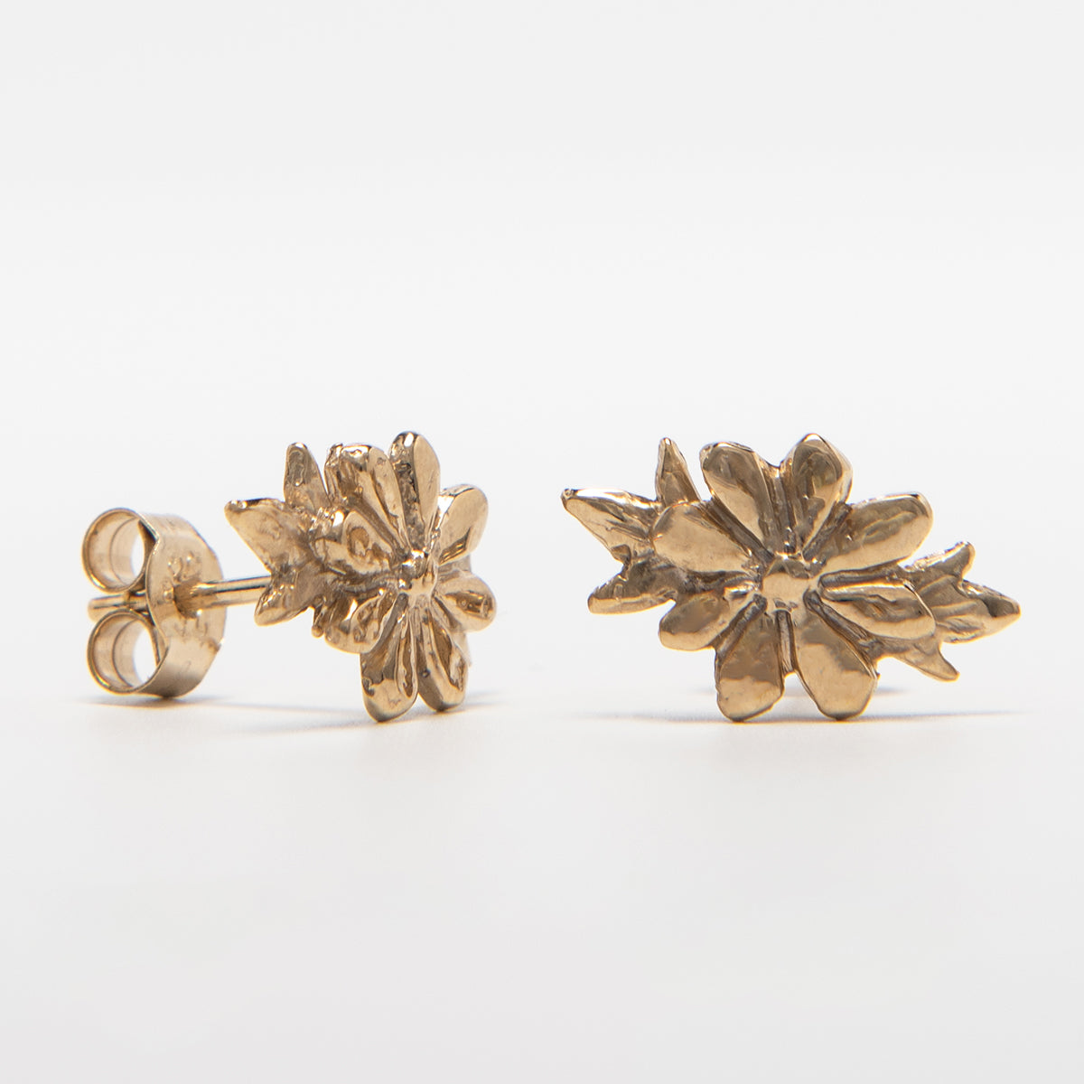 Frida Kahlo Marigold Flower Stud Earrings in 18ct gold vermeil, inspired by Casa Azul and handcrafted with intricate floral details