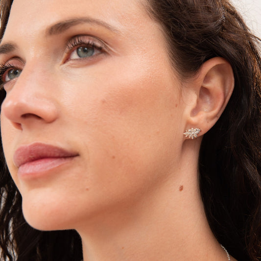 Delicate sterling silver Marigold Stud Earrings perfect for Frida Kahlo fans and everyday elegance