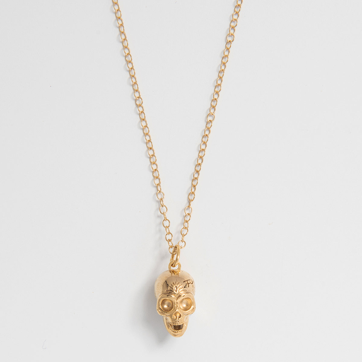 Frida Kahlo Calavera Skull Necklace Gold Vermeil Day of the