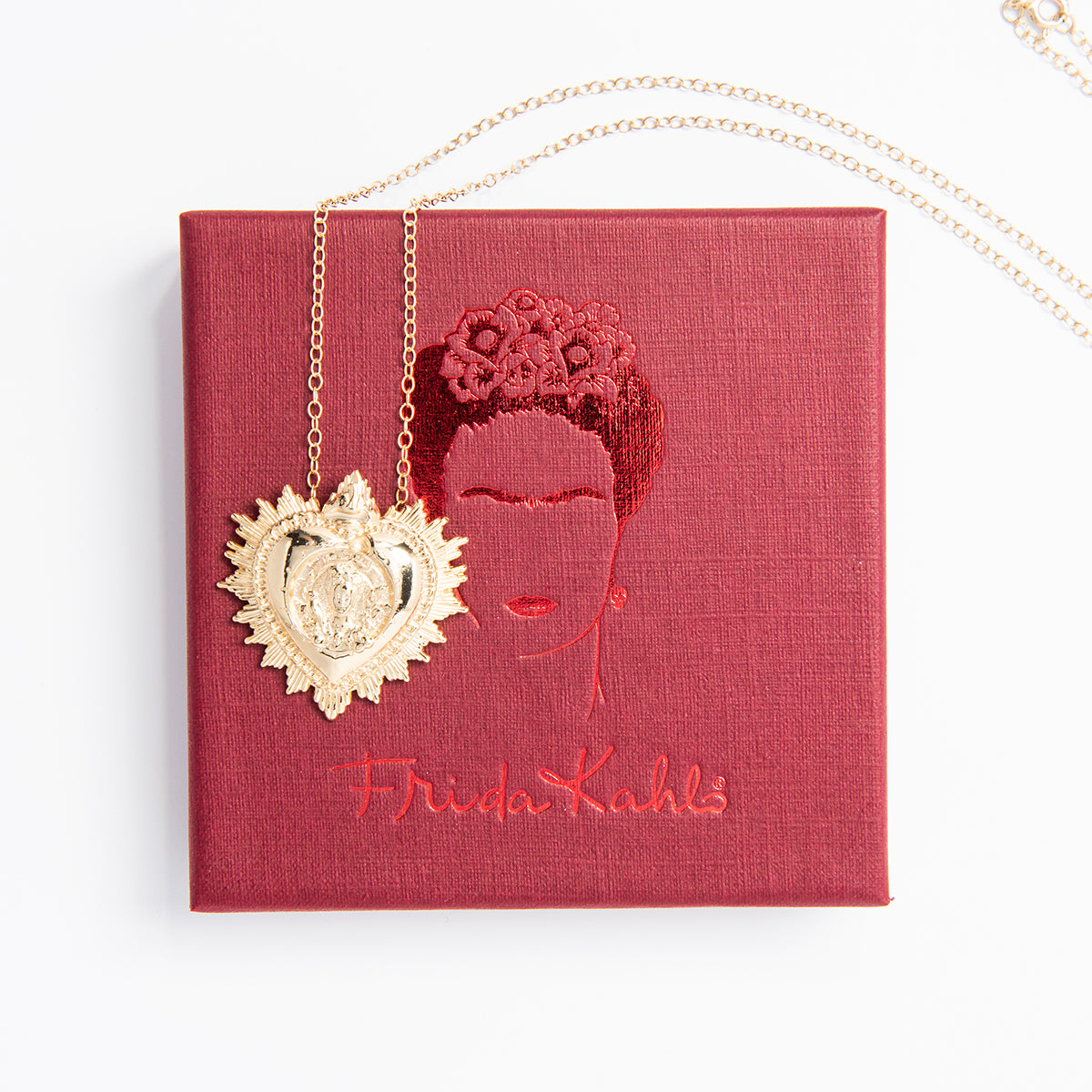 Frida Kahlo Viva La Vida Heart Necklace 18ct Gold Vermeil
