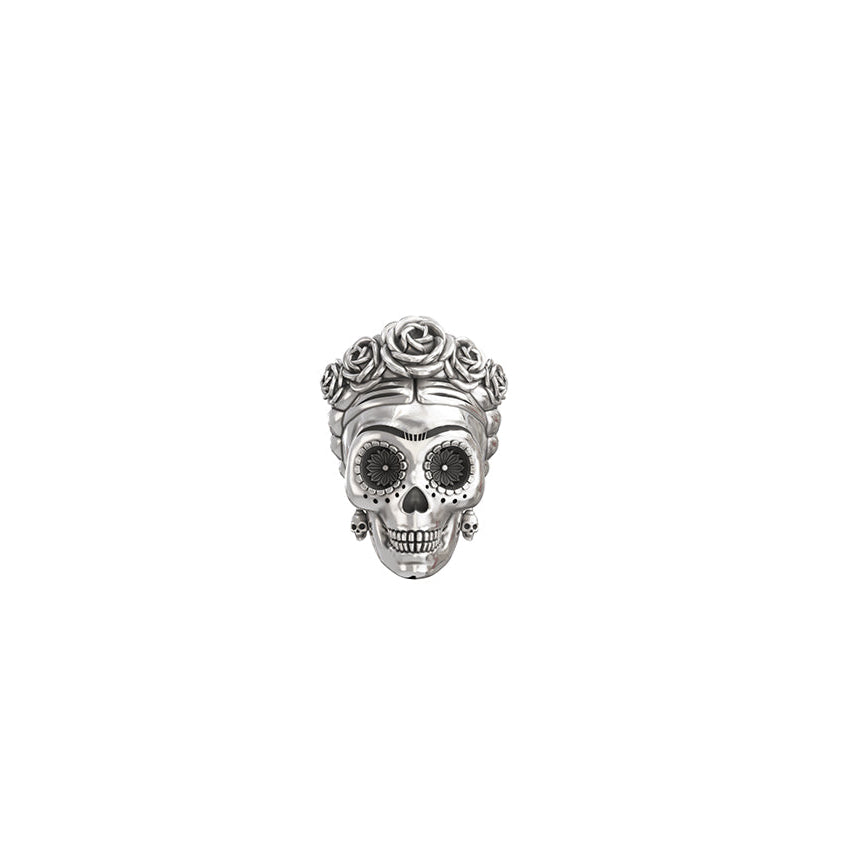 Frida Kahlo Sugar Skull Charm Handmade Sterling Silver Day of