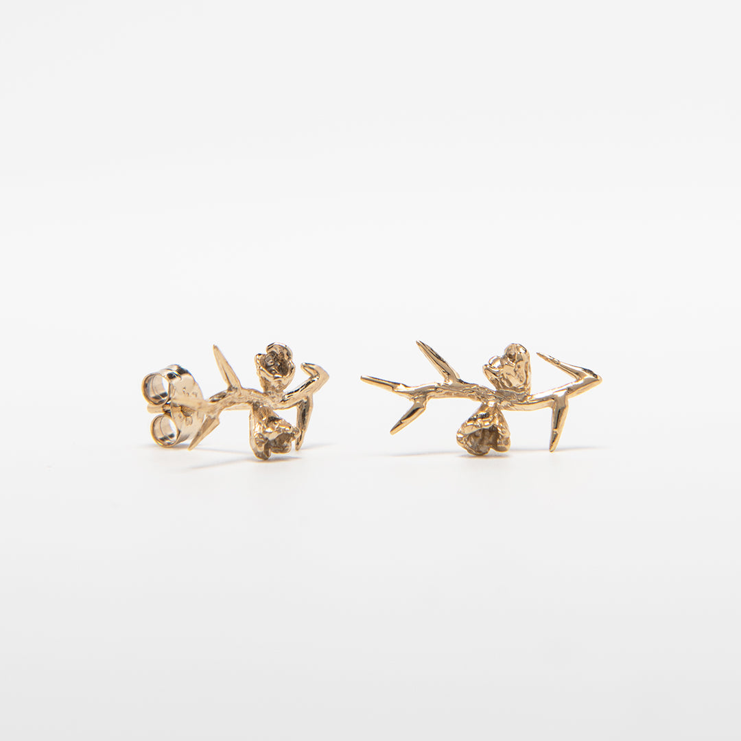 18ct Gold Vermeil Thorn Stud Earrings inspired by Frida Kahlo’s self-portrait.