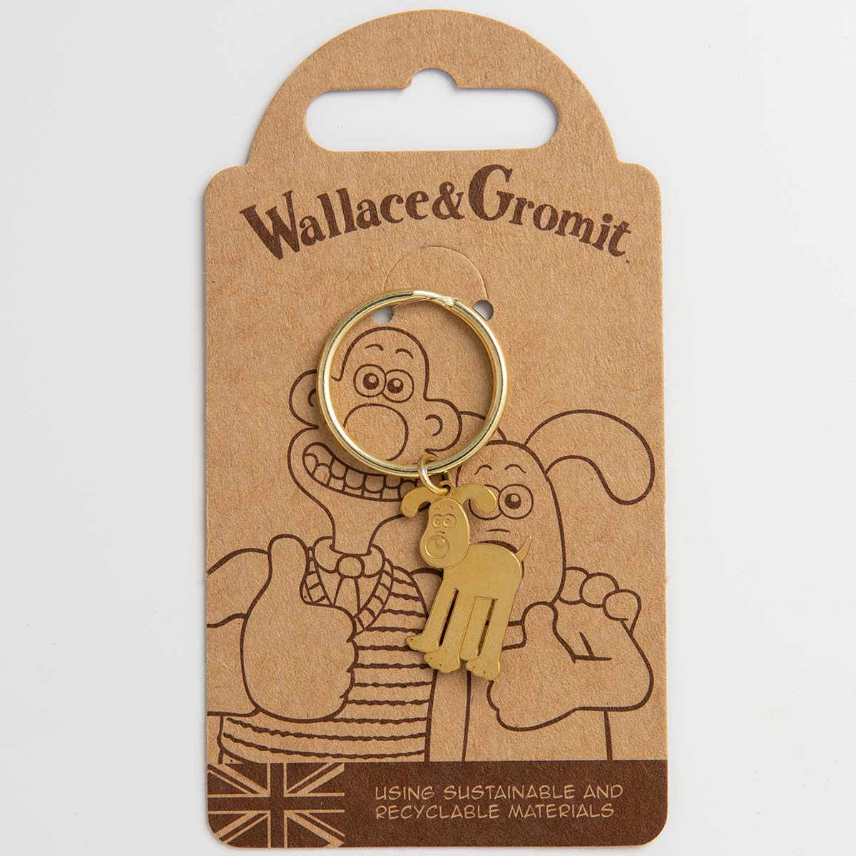 Handcrafted Standing Gromit Keyring, featuring Gromit in intricate detail. A whimsical gift for Wallace & Gromit enthusiasts and collectors.