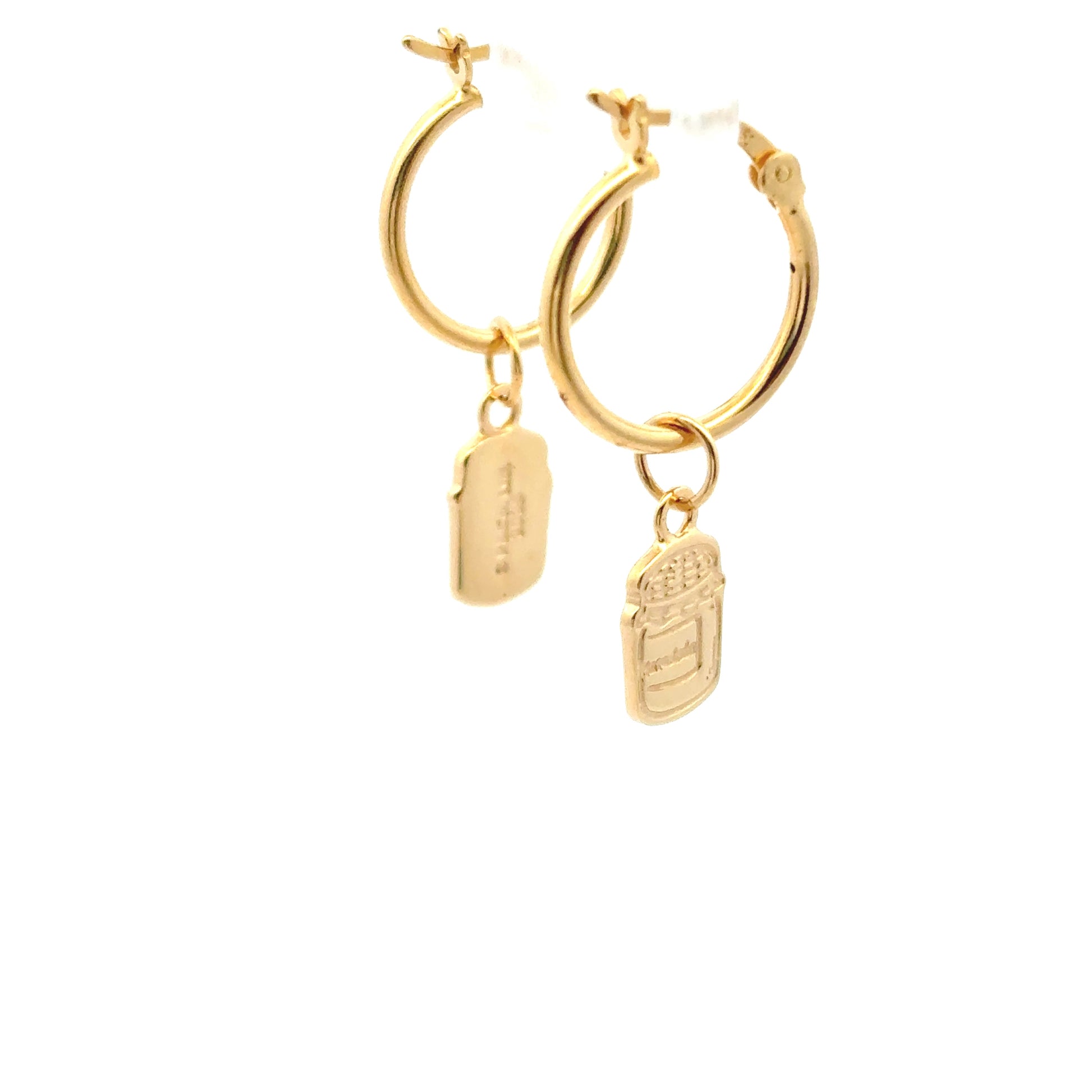 Licensed to charm Handmade Paddington™ Marmalade Hoop Earrings – gold vermeil side view