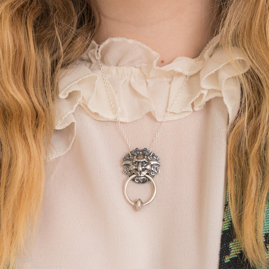 Labyrinth Left Door Knocker Sterling Silver Necklace