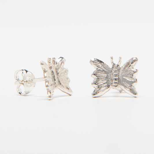 Frida Kahlo Butterfly Stud Earrings in sterling silver and 18ct gold vermeil, inspired by her love of nature. Handmade and suitable for pierced ears