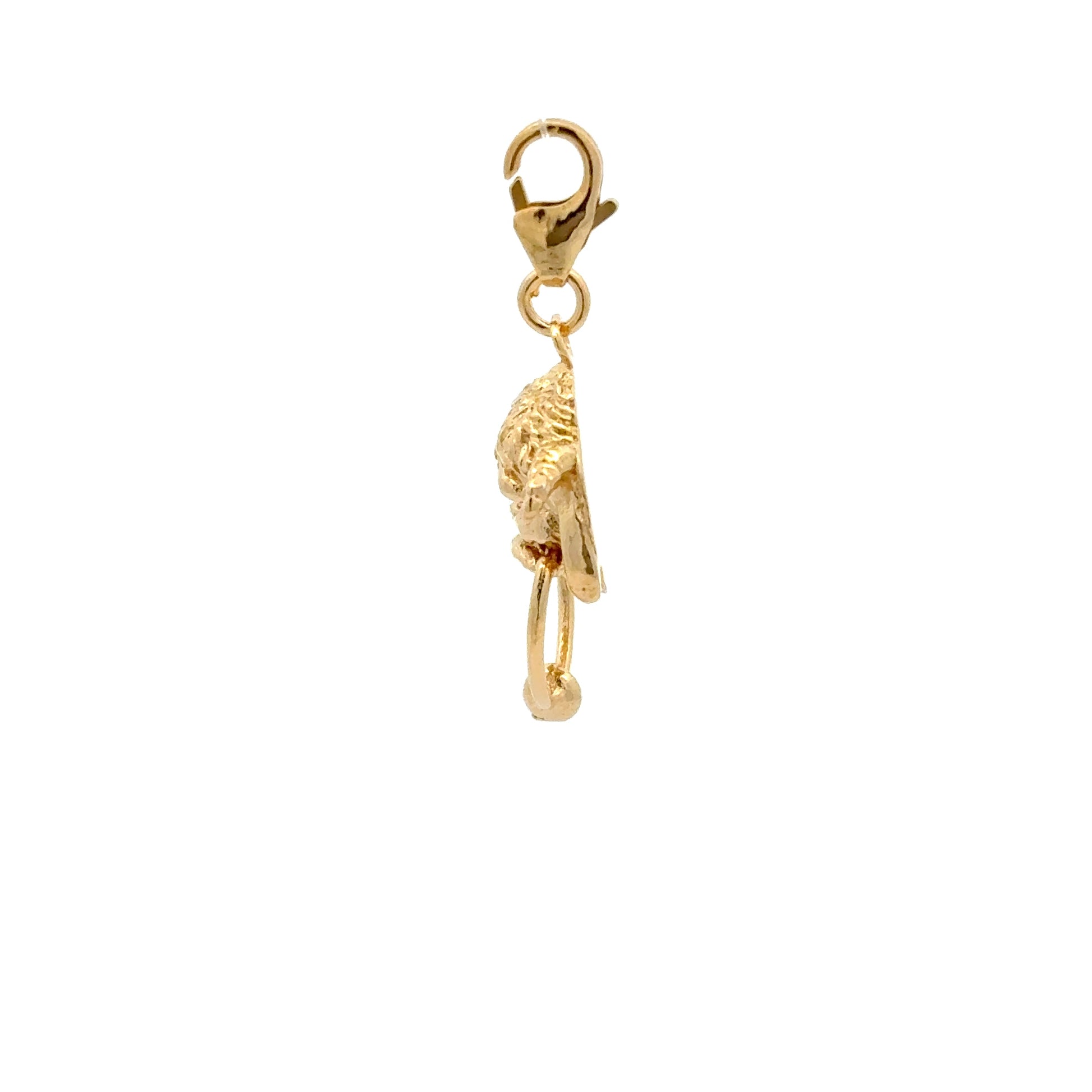 Licensed To Charm gold vermeil Labyrinth Ludo Charm – side profile showcasing the 3D sculpting of his horns, floppy ears, and textured fur.