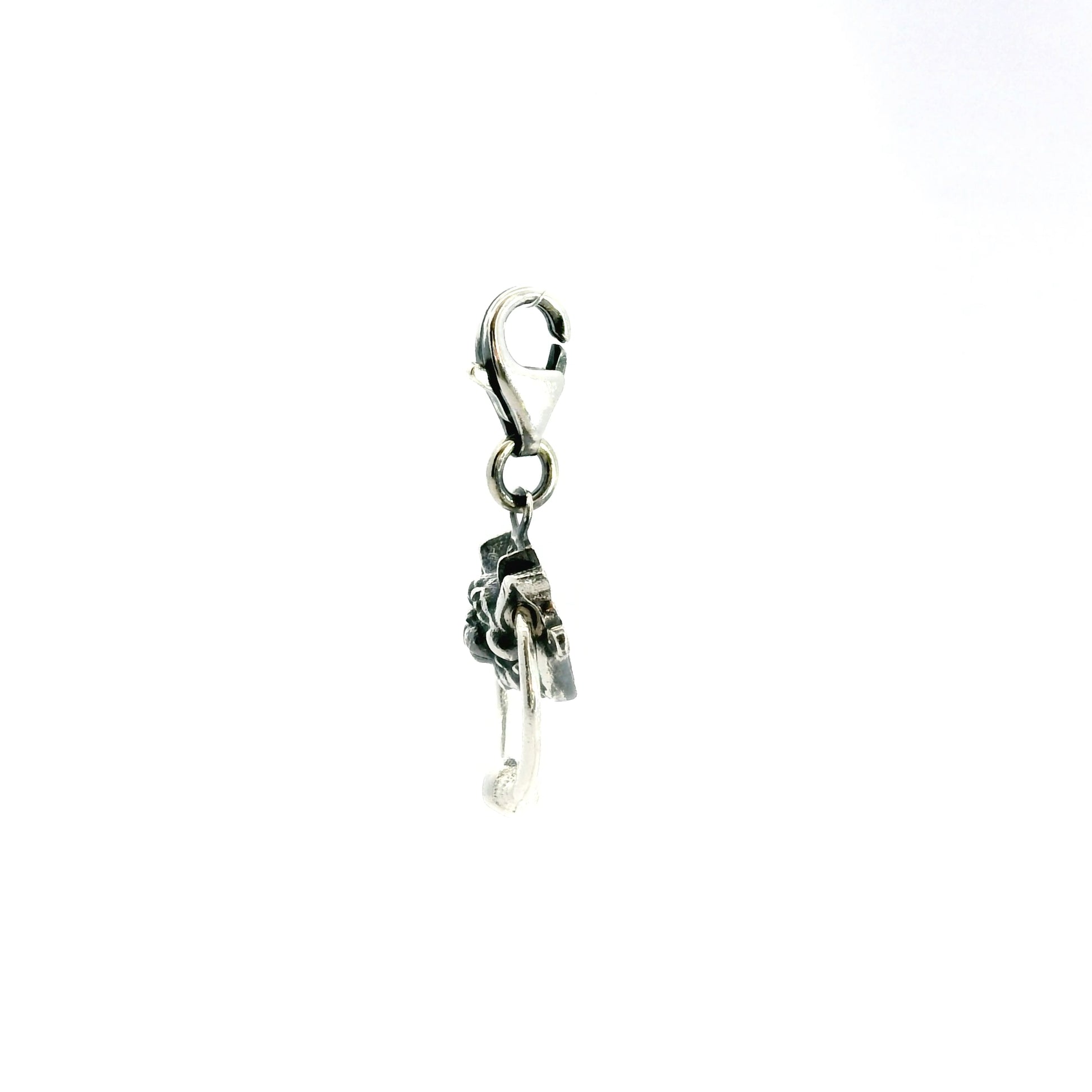 Licensed To Charm Labyrinth Right Door Knocker Charm side profile, sterling silver handmade jewellery