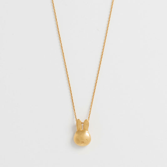 Licensed To Charm Miffy Large Head Necklace in 18ct gold vermeil, featuring a bold and playful design. A charming gift for Miffy fans and rabbit lovers.