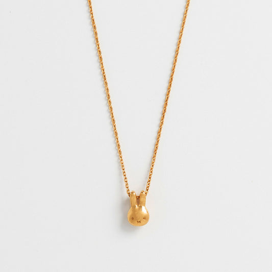 Licensed To Charm Miffy Rabbit Mini Head Necklace in 18ct gold vermeil, featuring a dainty Miffy head pendant. A charming gift for Miffy fans and jewellery lovers.