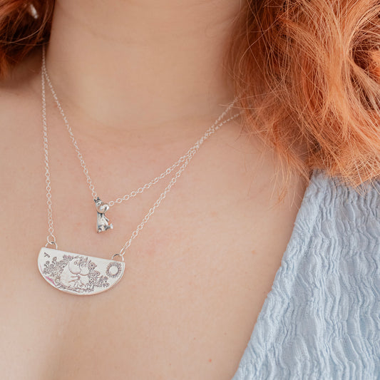 Licensed To Charm Moomin Snorkmaiden sterling silver necklace worn by model