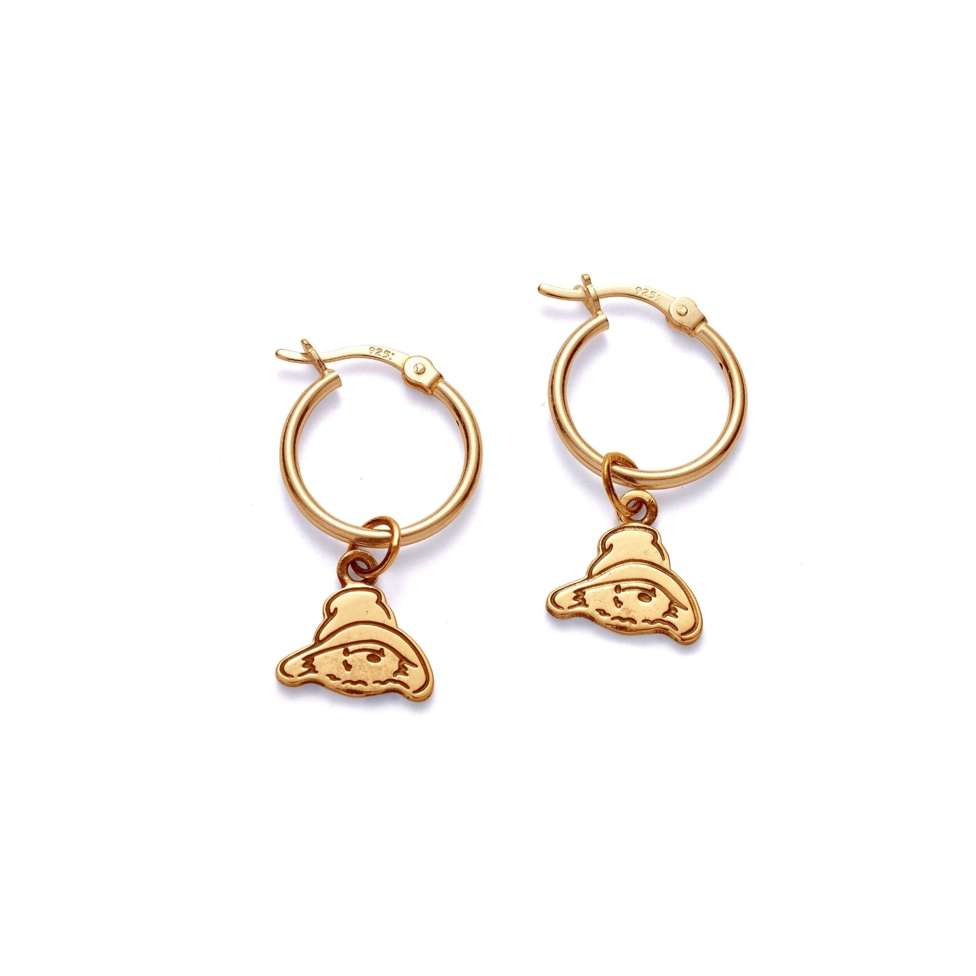 Licensed To Charm Paddington Head Hoop Earrings in 18ct Gold Vermeil