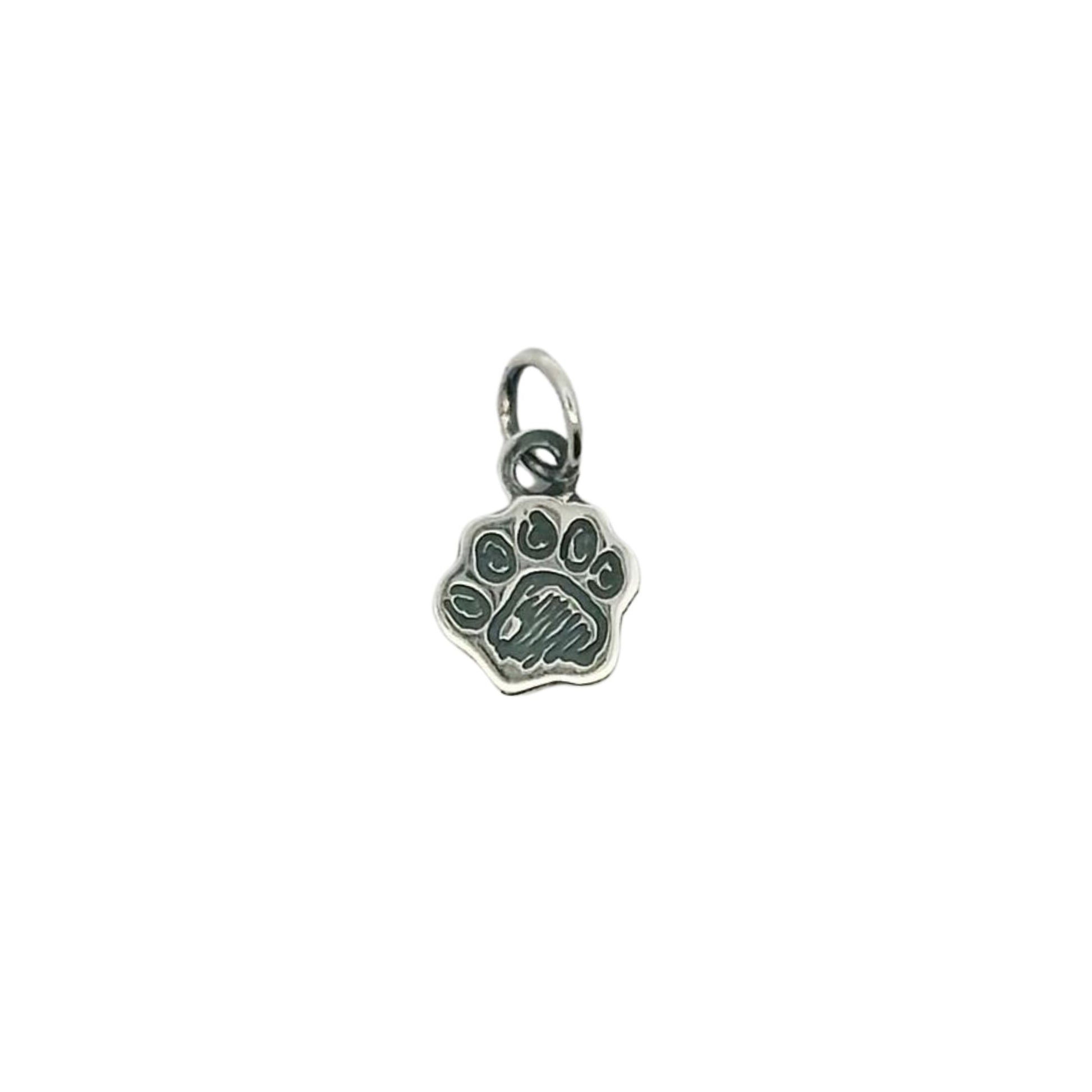 Licensed To Charm Paddington Silver paw print charm on a white background