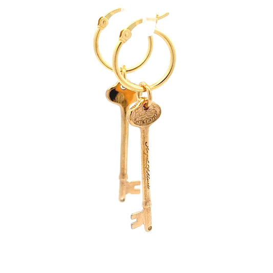 Licensed To Charm Phantom of the Opera key hoop earrings in gold plate pair view