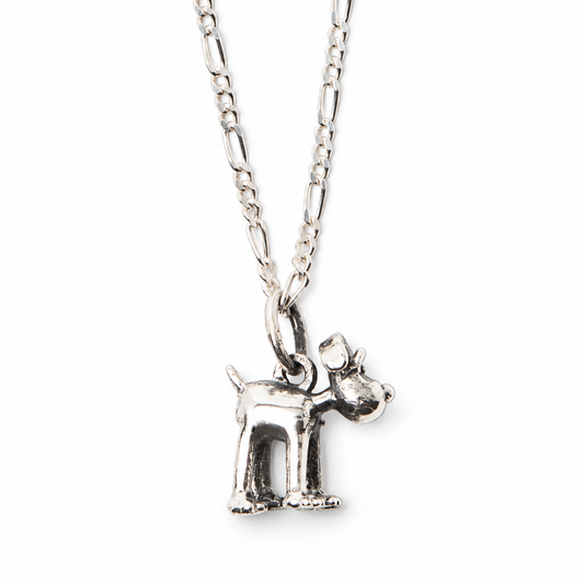 Licensed to Charm Standing Gromit Necklace handmade in sterling silver, officially licensed Wallace & Gromit jewellery.