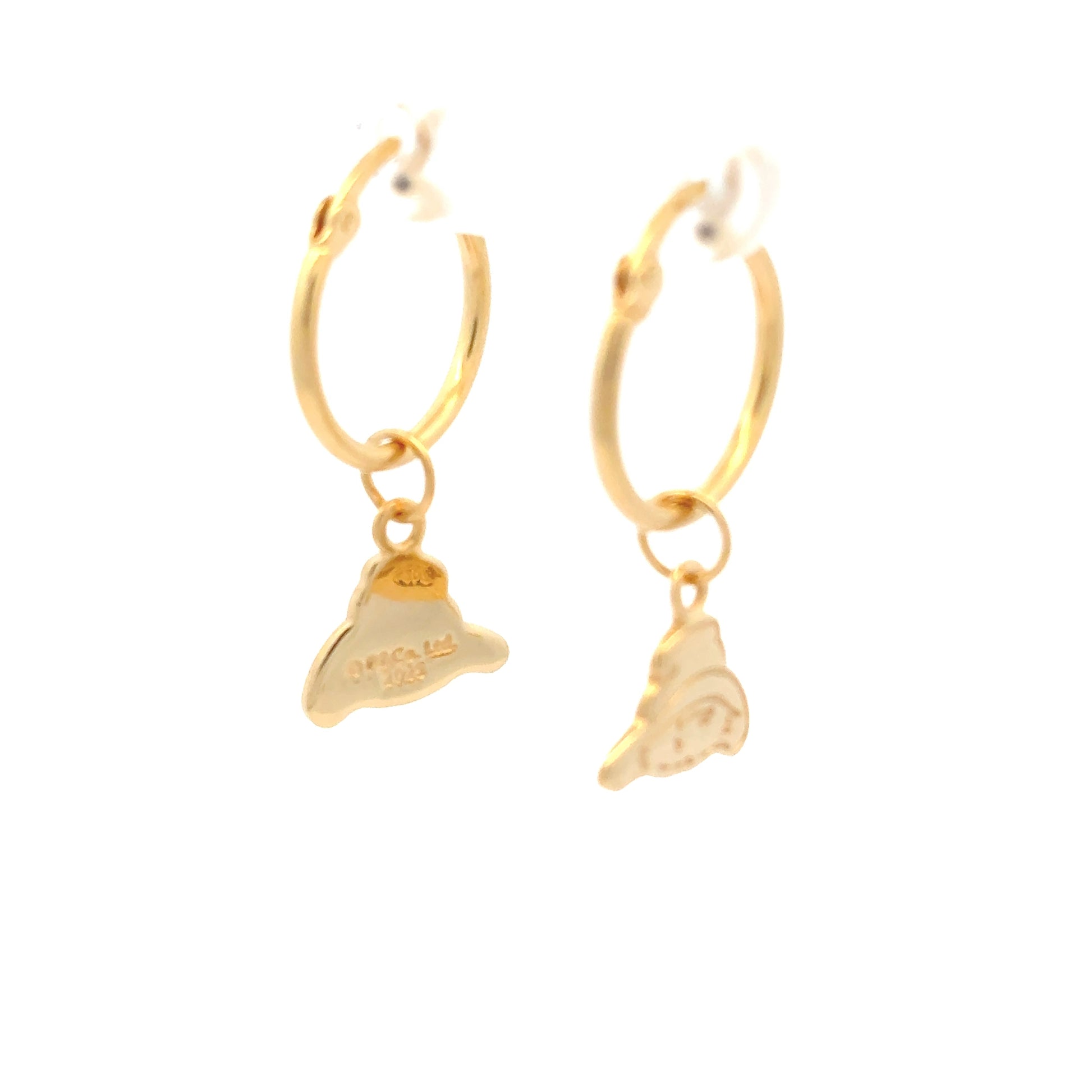 Licensed To Charm Close-up of Paddington™ charm on 18ct Gold Vermeil Hoop Earrings