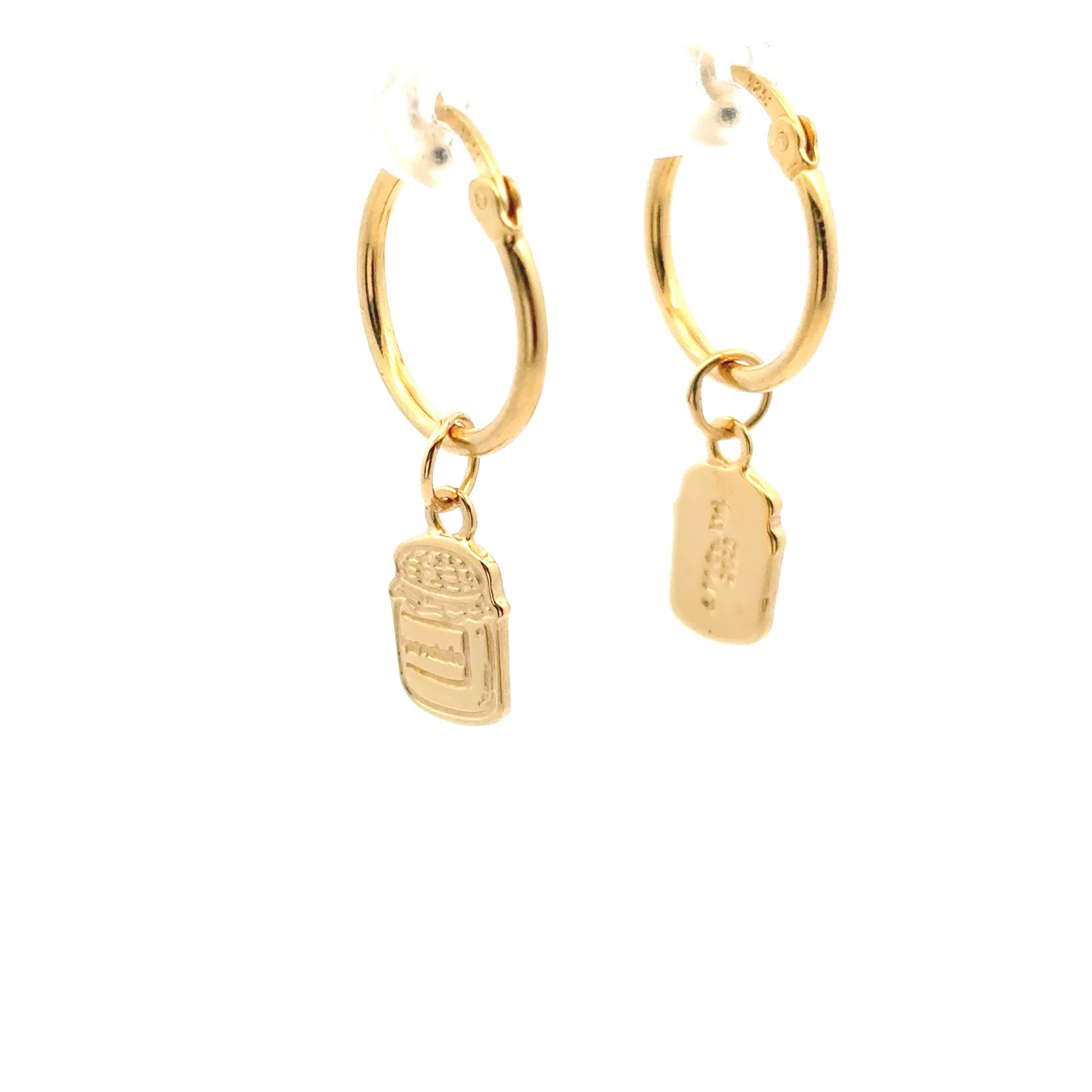 licensed to charm Official Paddington™ Marmalade Jar Hoop Earrings – 18ct Gold Vermeil angled view
