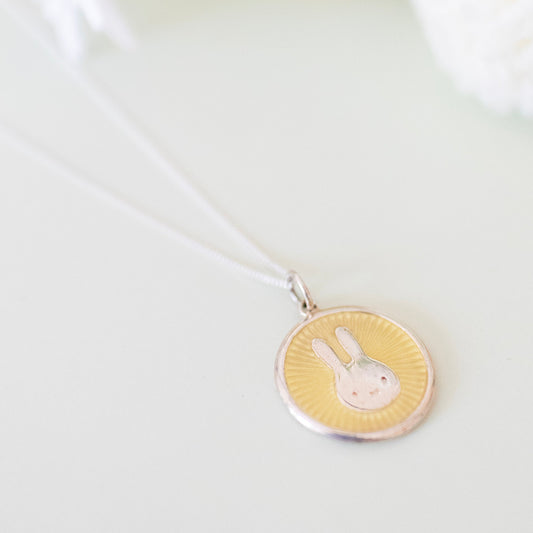Miffy Yellow Enamel Disc Necklace (Sterling Silver)