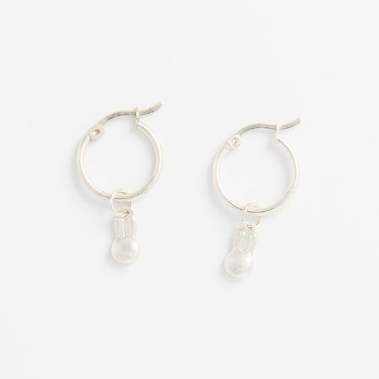 Miffy Mini Head Hoop Earrings in sterling silver, featuring adorable Miffy charms on sleek endless hoops. A whimsical gift for Miffy fans and rabbit lovers